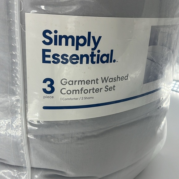 SIMPLY ESSENTIAL 3 Garment Washed Comforter Set Full/Queen Microchip Grey - Picture 4 of 13